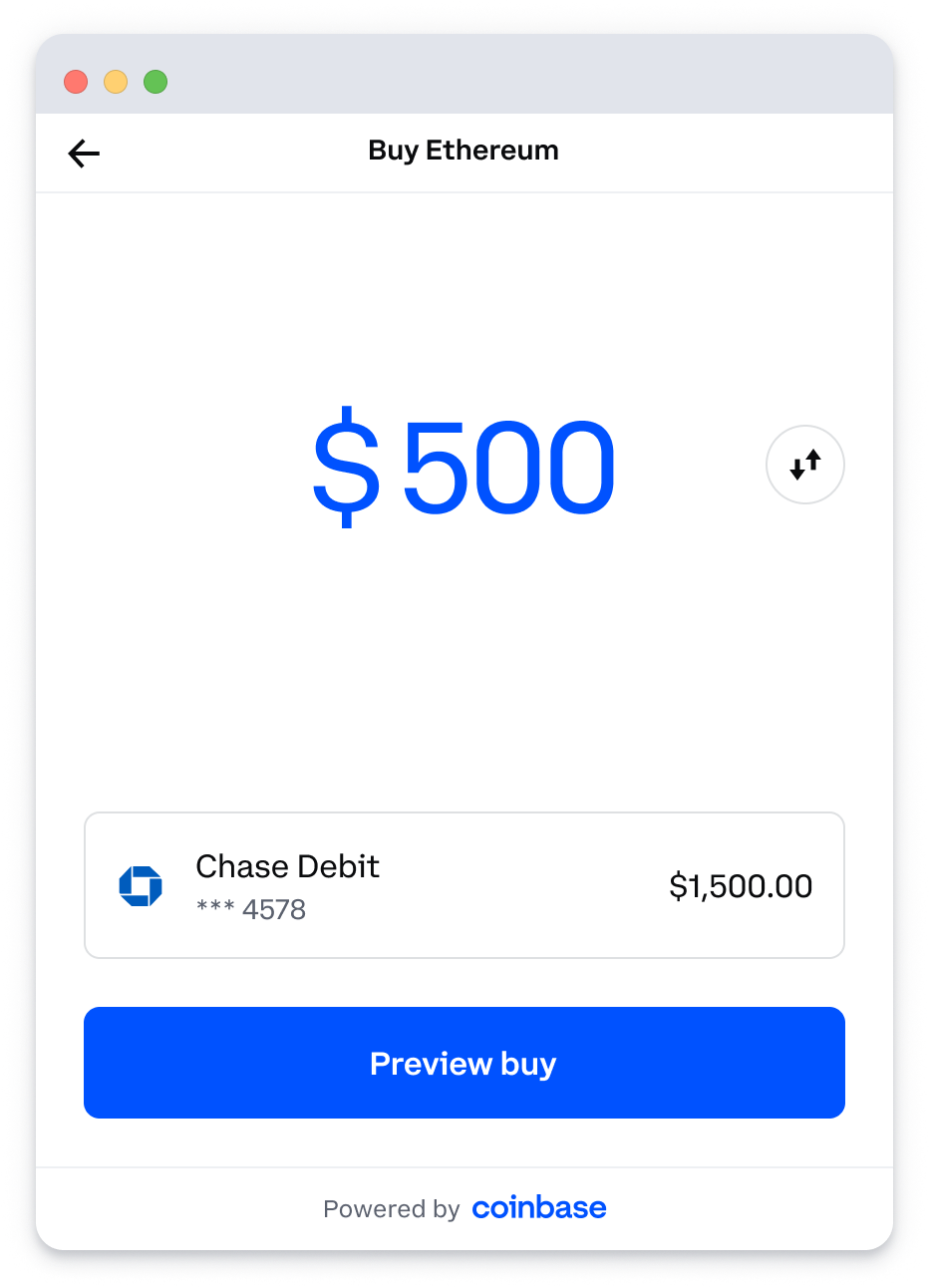 Add an amount and choose a payment method such as a Chase debit card.